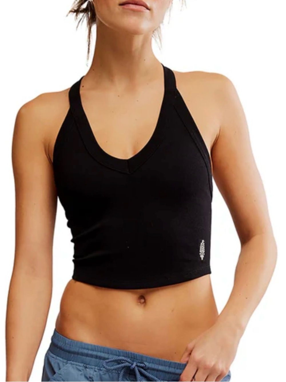 FP Movement by Free People Black Ribbed Cropped Tank